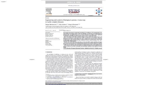 Engineering and control of biological systems: A new way to tackle complex diseases